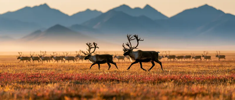 Caribou migration (the Porcupine herd) (Rangifer tarandus) in Alaska