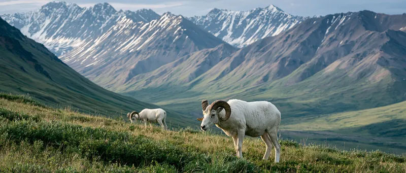 Dall sheep (Alaska alpine) (Ovis dalli) in Alaska