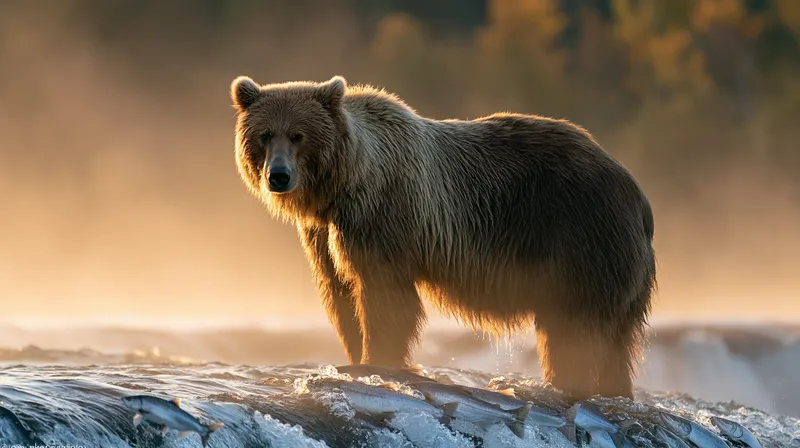 Brown bears at the salmon run (Ursus arctos) in Alaska