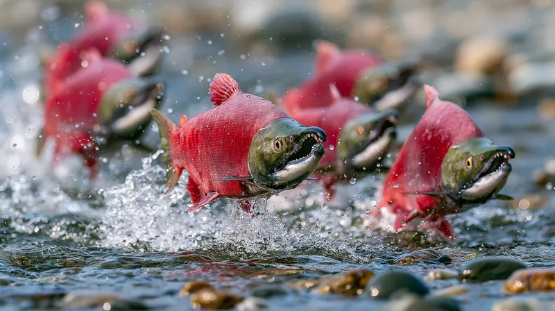 Sockeye salmon run (Oncorhynchus nerka) in Alaska
