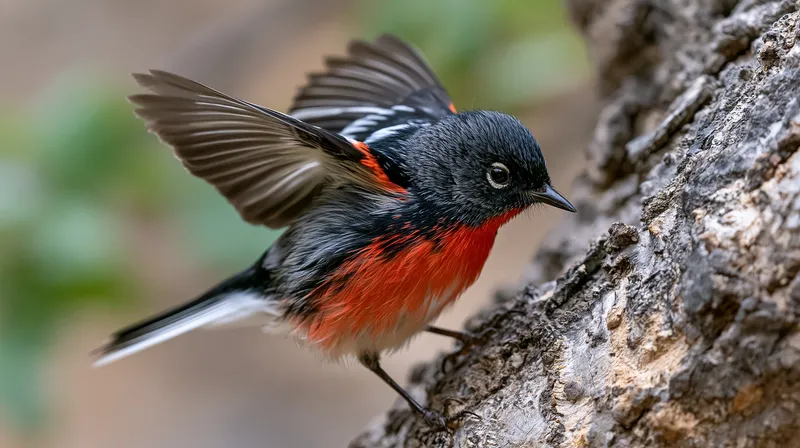 Painted Redstart (Myioborus pictus) in Arizona