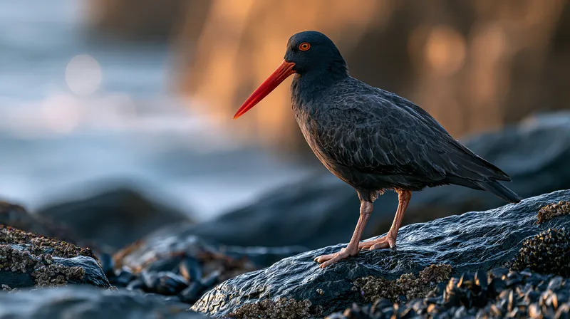 Black oystercatcher (Haematopus bachmani) in California