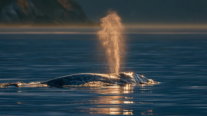 Gray whale migration (spout) (Eschrichtius robustus) in California