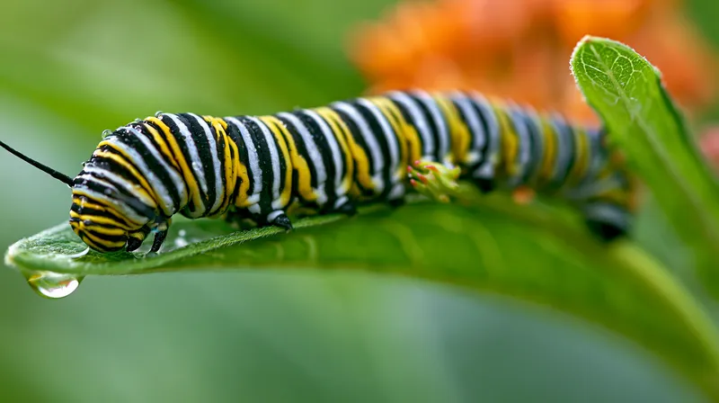 Monarch caterpillar (Danaus plexippus) in Florida