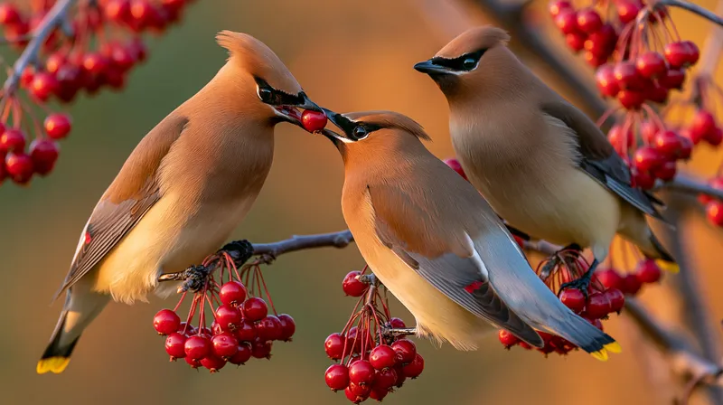 Cedar Waxwing (flock) (Bombycilla cedrorum) in Michigan