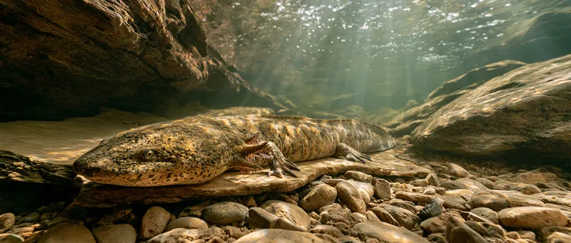 Eastern hellbender salamander in North Carolina