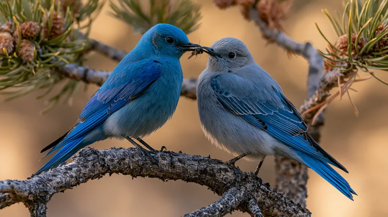Mountain Bluebird (pair) in New Mexico