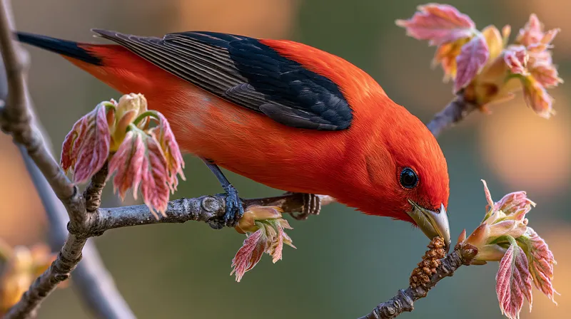 Scarlet Tanager (male) (Piranga olivacea) in New York