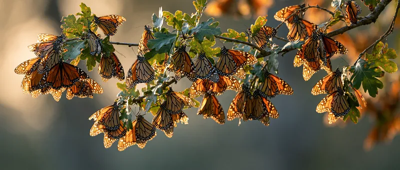 Monarch butterfly cluster (Danaus plexippus) in Oklahoma