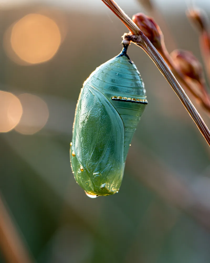 Monarch chrysalis (Danaus plexippus) in Oklahoma