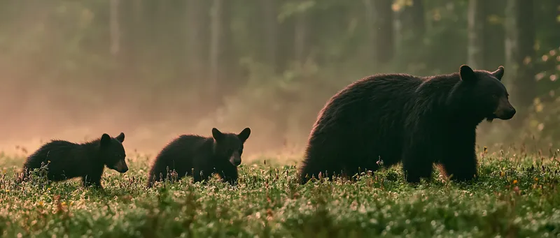 Black bear with cubs (wholesome) (Ursus americanus) in Tennessee
