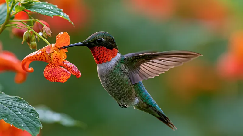 Ruby-throated Hummingbird (male) (Archilochus colubris) in Tennessee