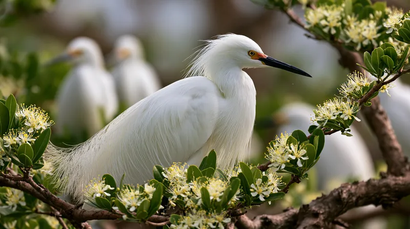 snowy egret (Egretta thula) in Texas