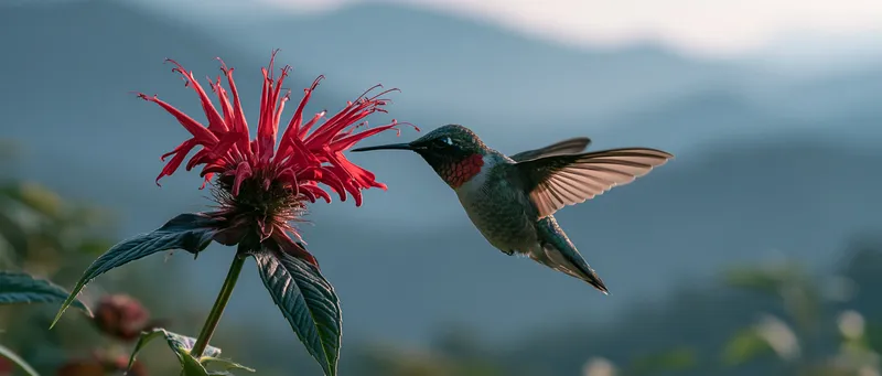 Ruby-throated Hummingbird (male) (Archilochus colubris) in Virginia