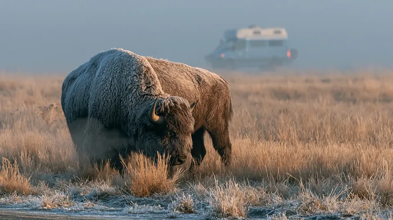 American bison (Bison bison) in Wyoming